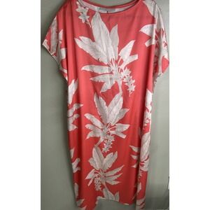 Bryn Walker Dress Womens Large Liz Kaftan Coral Floral Lounge Tropical Oversize